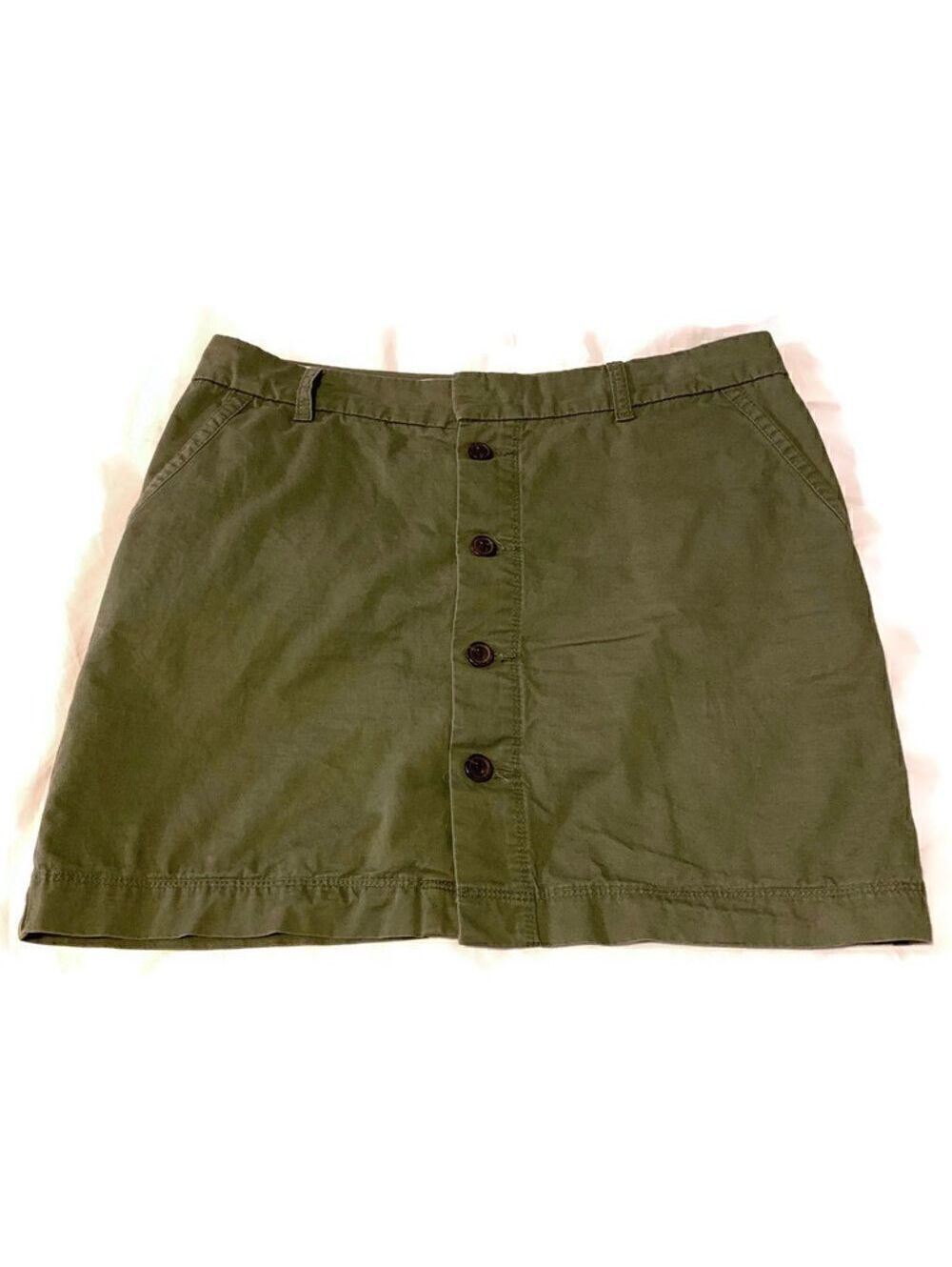 Tommy Hilfiger Olive Green Button Front Skirt